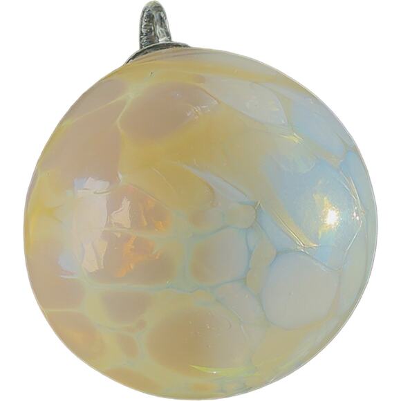 Handcrafted White Pearlescent 4" Blown Glass Tree Ornament Suncatcher Unique - Picture 5 of 8